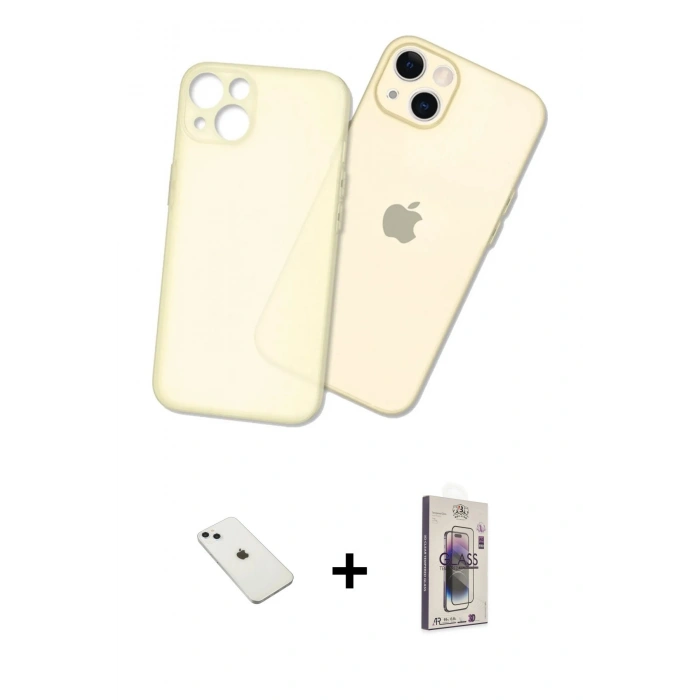 MARSİLYAN™- iPhone 14 Kılıf Atlas Minimal Prime - Siyah Bilvis 3D Cam Ekran Koruyucu + Diamond Kamera Lens - SABE
