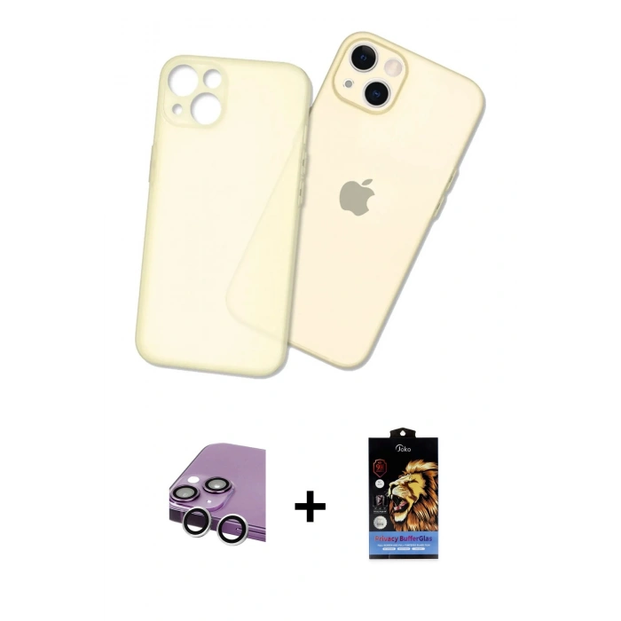 MARSİLYAN™- iPhone 14 Kılıf Atlas Minimal Prime - Siyah Buffer Hayalet Cam Ekran Koruyucu + Raze Metal Kamera Lens - GS