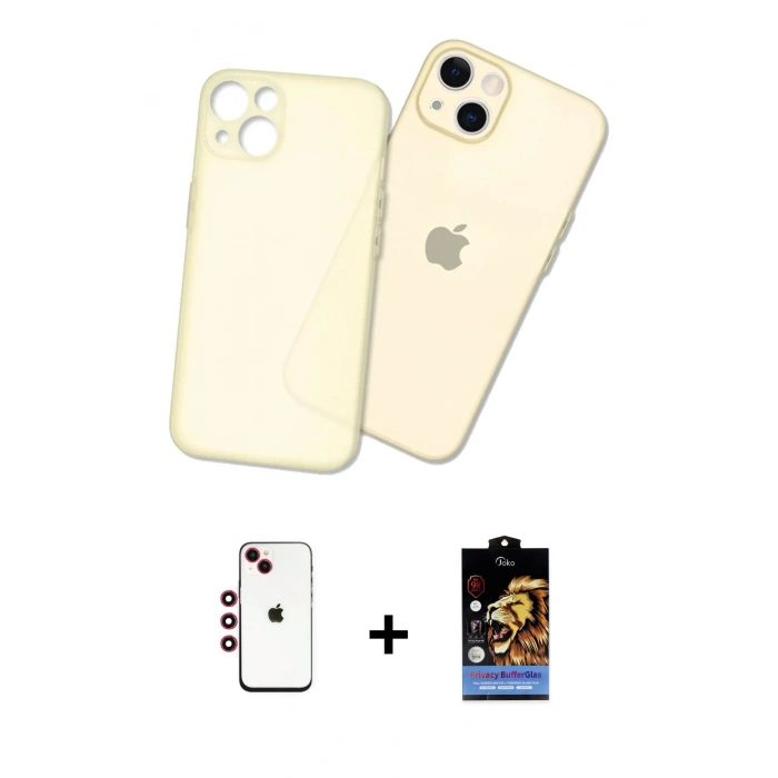 MARSİLYAN™- iPhone 14 Kılıf Atlas Minimal Prime - Siyah Buffer Hayalet Cam Ekran Koruyucu + Shine Kamera Lens - KI