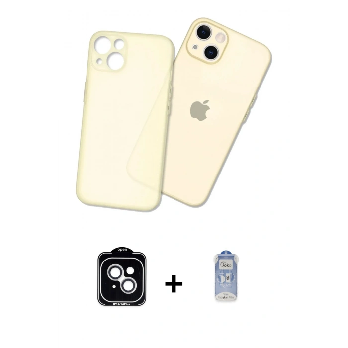 MARSİLYAN™- iPhone 14 Kılıf Atlas Minimal Prime - Siyah Joko Magic 5D Cam + PVD Metal Kamera Lens - GS