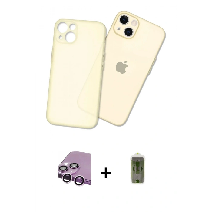MARSİLYAN™- iPhone 14 Kılıf Atlas Minimal Prime - Siyah Joko Magic 5D Hayalet Cam + Raze Metal Kamera Lens - MR