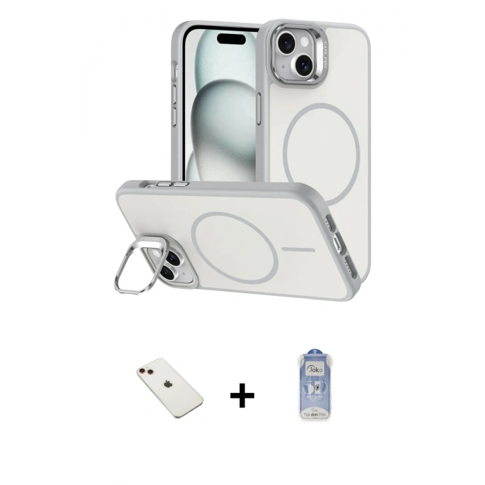 MARSİLYAN™- iPhone 14 Kılıf Çekirdek Klasik - Siyah Joko Magic 5D Cam + Diamond Kamera Lens - KI