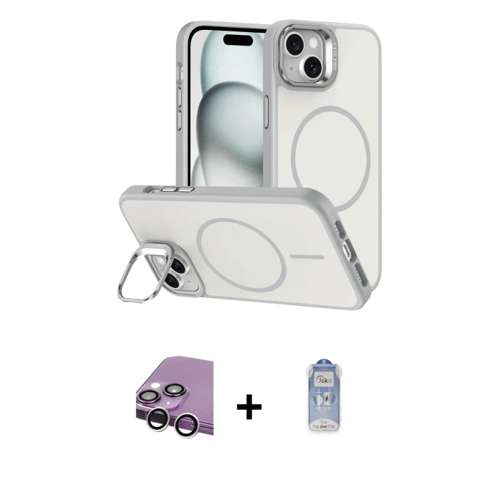 MARSİLYAN™- iPhone 14 Kılıf Çekirdek Klasik - Siyah Joko Magic 5D Cam + Raze Metal Kamera Lens - GS