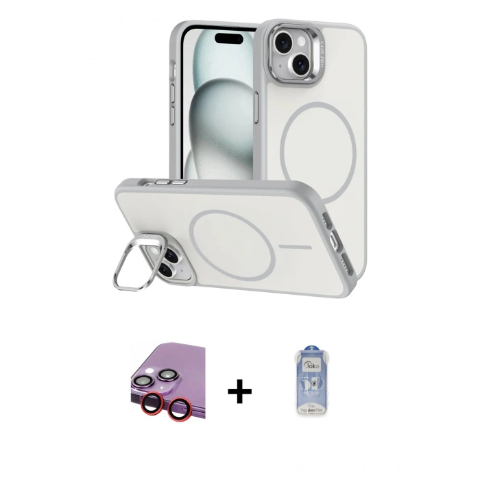 MARSİLYAN™- iPhone 14 Kılıf Çekirdek Klasik - Siyah Joko Magic 5D Cam + Raze Metal Kamera Lens - KI