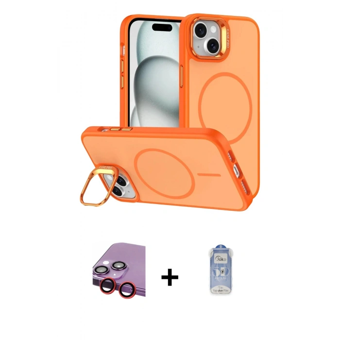 MARSİLYAN™- iPhone 14 Kılıf Çekirdek Klasik - Siyah Joko Magic 5D Cam + Raze Metal Kamera Lens - KI