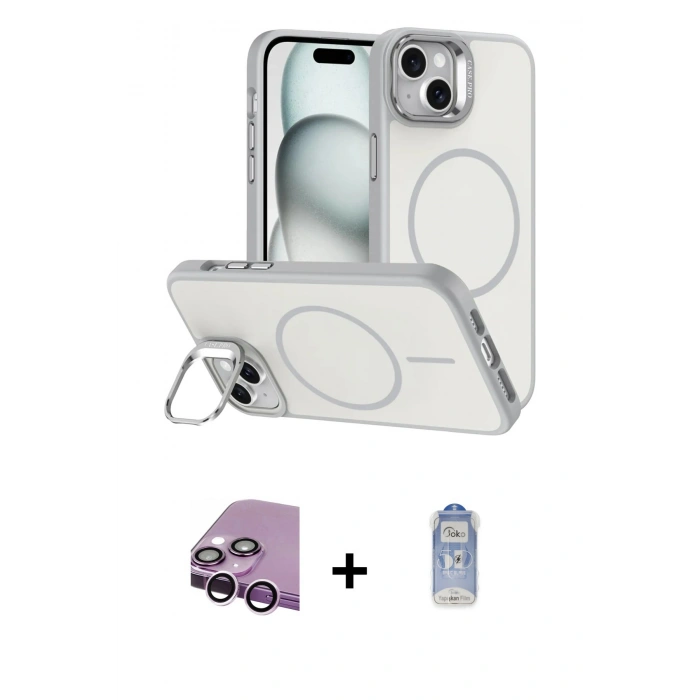 MARSİLYAN™- iPhone 14 Kılıf Çekirdek Klasik - Siyah Joko Magic 5D Cam + Raze Metal Kamera Lens - MR