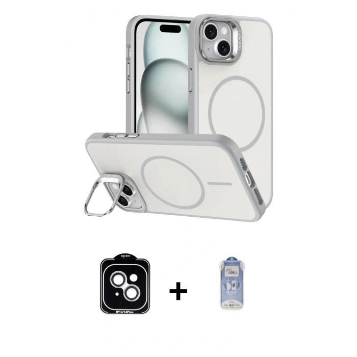 MARSİLYAN™- iPhone 14 Kılıf Çekirdek Klasik - Siyah Joko Magic 5D Cam + PVD Metal Kamera Lens - GS