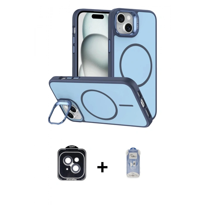 MARSİLYAN™- iPhone 14 Kılıf Çekirdek Klasik - Siyah Joko Magic 5D Cam + PVD Metal Kamera Lens - SH