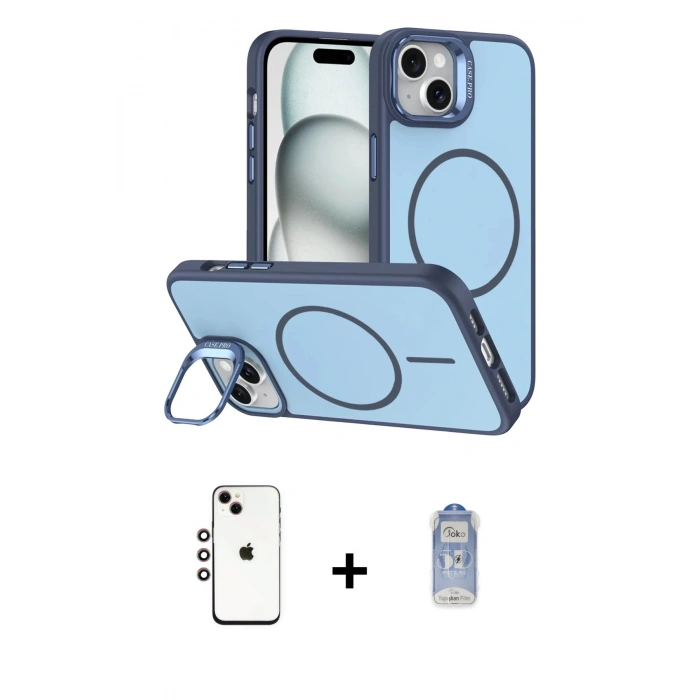 MARSİLYAN™- iPhone 14 Kılıf Çekirdek Klasik - Siyah Joko Magic 5D Cam + Shine Kamera Lens - GI