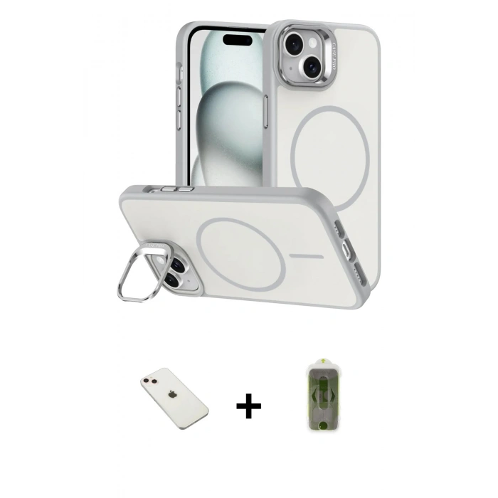 MARSİLYAN™- iPhone 14 Kılıf Çekirdek Klasik - Siyah Joko Magic 5D Hayalet Cam + Diamond Kamera Lens - PE