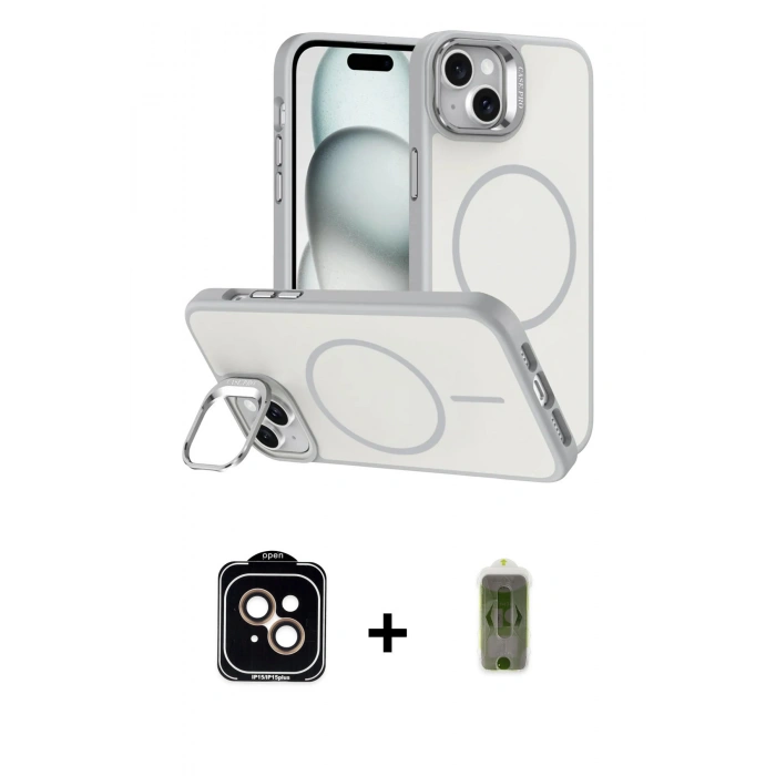 MARSİLYAN™- iPhone 14 Kılıf Çekirdek Klasik - Siyah Joko Magic 5D Hayalet Cam + PVD Metal Kamera Lens - TU