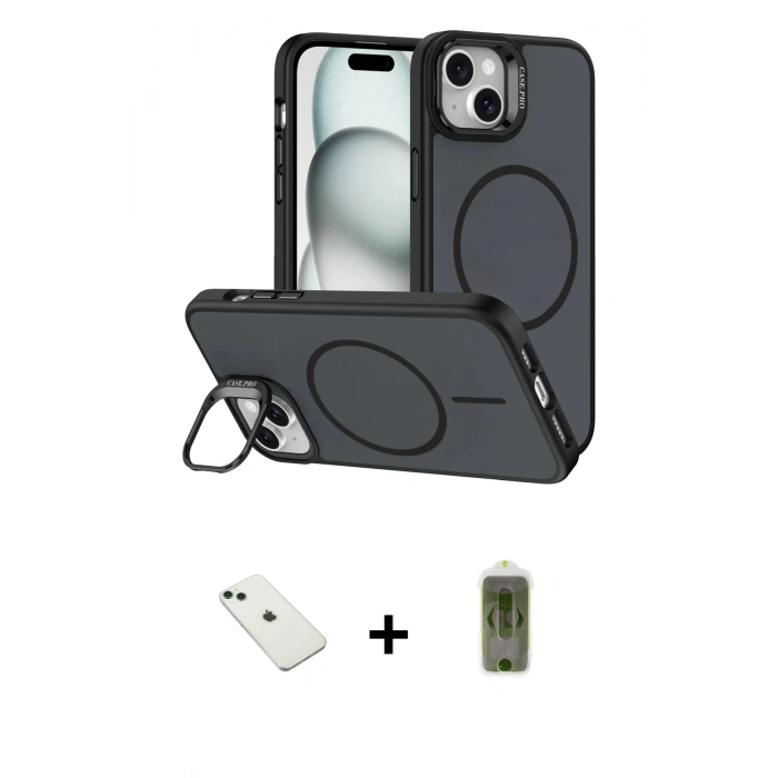 MARSİLYAN™- iPhone 14 Kılıf Çekirdek Klasik - Siyah Joko Magic 5D Hayalet Cam + Diamond Kamera Lens - YL