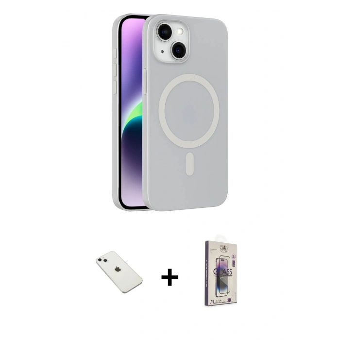 MARSİLYAN™- iPhone 14 Kılıf Çekirdek Modern Prime - Siyah Bilvis 3D Cam Ekran Koruyucu + Diamond Kamera Lens - SABE
