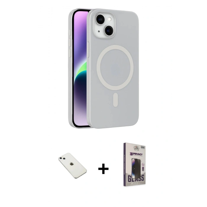 MARSİLYAN™- iPhone 14 Kılıf Çekirdek Modern Prime - Siyah Bilvis Hayalet Cam Ekran Koruyucu + Diamond Kamera Lens - SABE