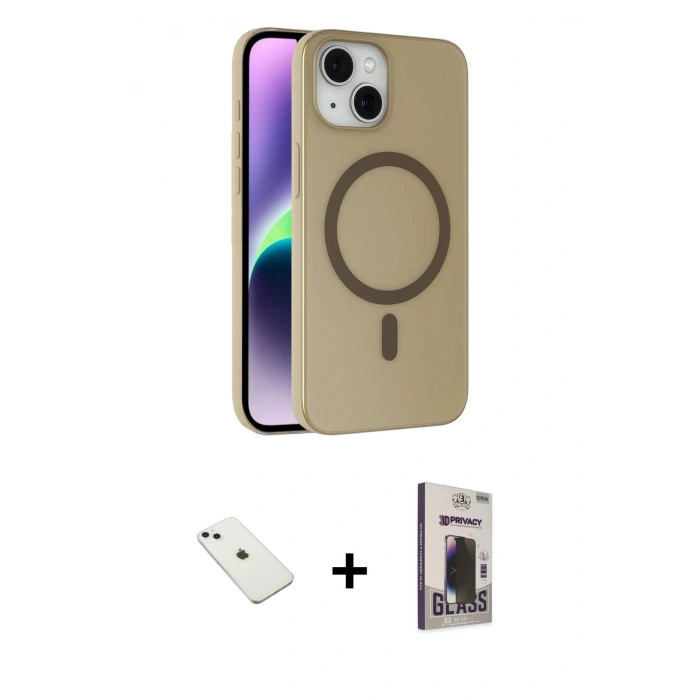 MARSİLYAN™- iPhone 14 Kılıf Çekirdek Modern Prime - Siyah Bilvis Hayalet Cam Ekran Koruyucu + Diamond Kamera Lens - SABE