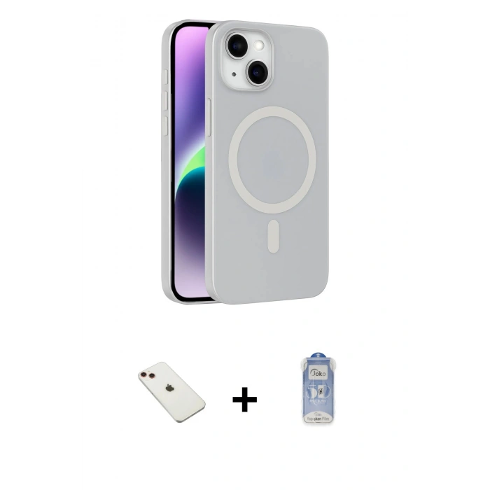 MARSİLYAN™- iPhone 14 Kılıf Çekirdek Modern Prime - Siyah Joko Magic 5D Cam + Diamond Kamera Lens - KI