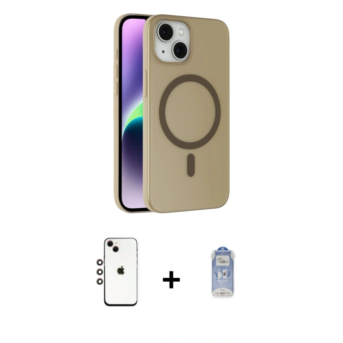 MARSİLYAN™- iPhone 14 Kılıf Çekirdek Modern Prime - Siyah Joko Magic 5D Cam + Shine Kamera Lens - GI