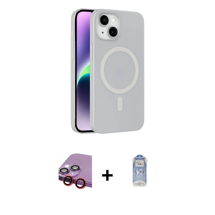 MARSİLYAN™- iPhone 14 Kılıf Çekirdek Modern Prime - Siyah Joko Magic 5D Cam + Raze Metal Kamera Lens - KI