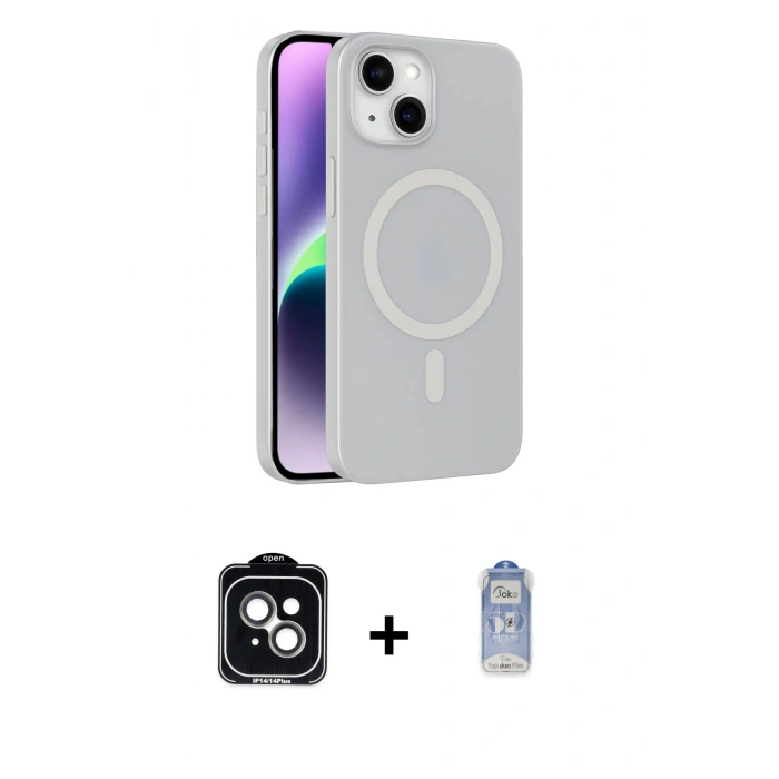 MARSİLYAN™- iPhone 14 Kılıf Çekirdek Modern Prime - Siyah Joko Magic 5D Cam + PVD Metal Kamera Lens - YL