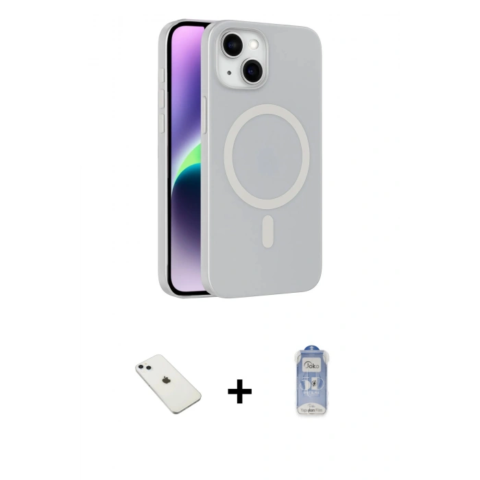 MARSİLYAN™- iPhone 14 Kılıf Çekirdek Modern Prime - Siyah Joko Magic 5D Cam + Diamond Kamera Lens - SABE