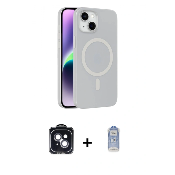 MARSİLYAN™- iPhone 14 Kılıf Çekirdek Modern Prime - Siyah Joko Magic 5D Cam + PVD Metal Kamera Lens - SH