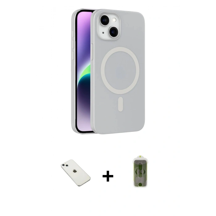 MARSİLYAN™- iPhone 14 Kılıf Çekirdek Modern Prime - Siyah Joko Magic 5D Hayalet Cam + Diamond Kamera Lens - SABE