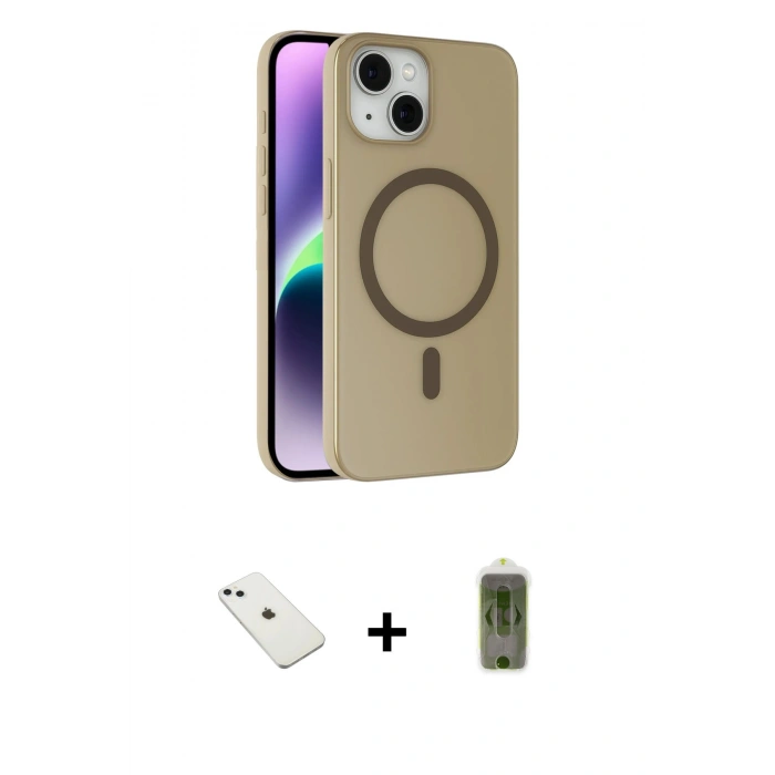 MARSİLYAN™- iPhone 14 Kılıf Çekirdek Modern Prime - Siyah Joko Magic 5D Hayalet Cam + Diamond Kamera Lens - SABE