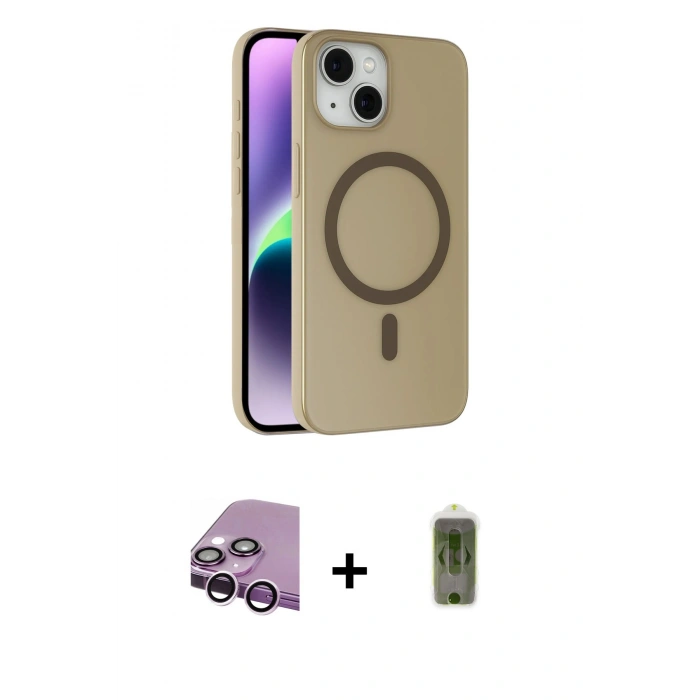 MARSİLYAN™- iPhone 14 Kılıf Çekirdek Modern Prime - Siyah Joko Magic 5D Hayalet Cam + Raze Metal Kamera Lens - MR