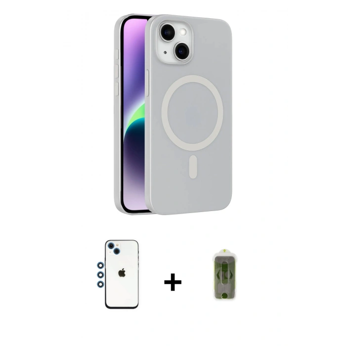 MARSİLYAN™- iPhone 14 Kılıf Çekirdek Modern Prime - Siyah Joko Magic 5D Hayalet Cam + Shine Kamera Lens - MI