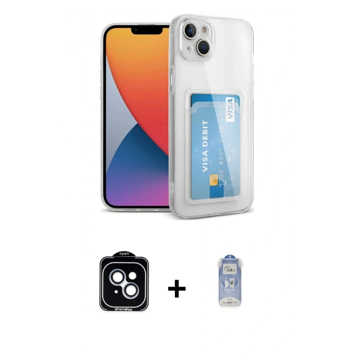 MARSİLYAN™- iPhone 14 Kılıf Doruk Klasik Koleksiyonu - Siyah Joko Magic 5D Cam + PVD Metal Kamera Lens - MI