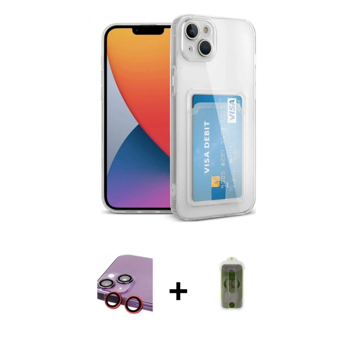 MARSİLYAN™- iPhone 14 Kılıf Doruk Klasik Koleksiyonu - Siyah Joko Magic 5D Hayalet Cam + Raze Metal Kamera Lens - KI