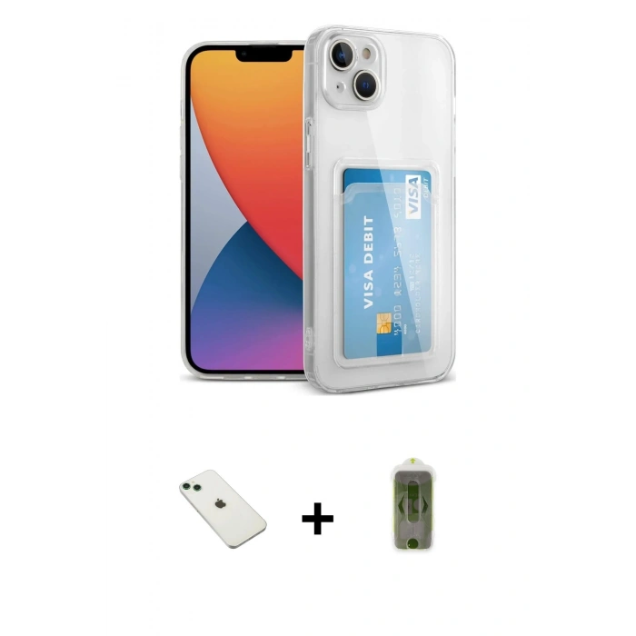 MARSİLYAN™- iPhone 14 Kılıf Doruk Klasik Koleksiyonu - Siyah Joko Magic 5D Hayalet Cam + Diamond Kamera Lens - YL