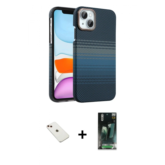 MARSİLYAN™- iPhone 14 Kılıf Doruk Serisi - Şeffaf 360 Full Body Arka Koruyucu + Diamond Kamera Lens - KI