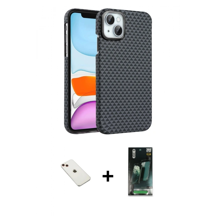 MARSİLYAN™- iPhone 14 Kılıf Doruk Serisi - Şeffaf 360 Full Body Arka Koruyucu + Diamond Kamera Lens - KI