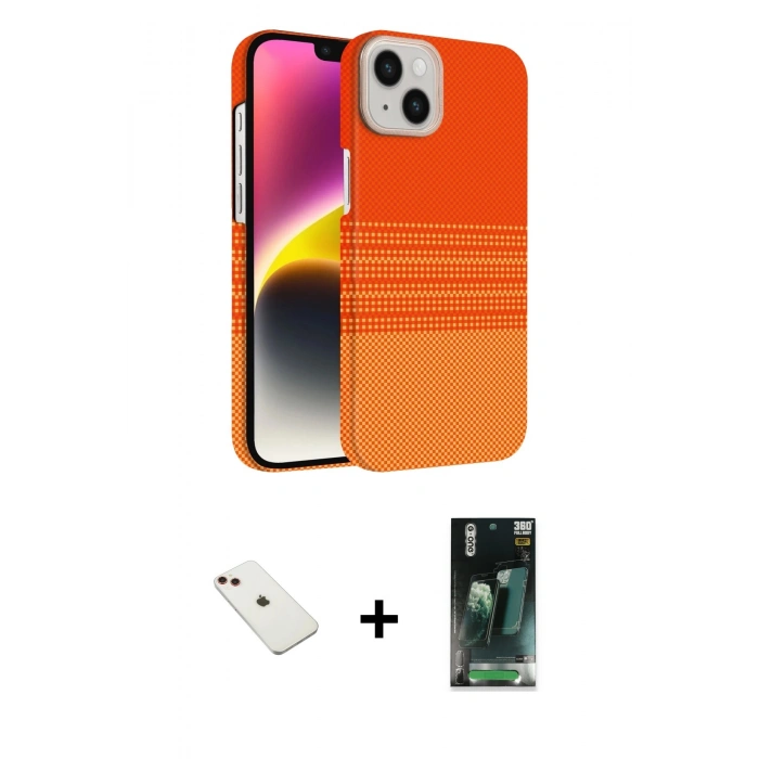 MARSİLYAN™- iPhone 14 Kılıf Doruk Serisi - Şeffaf 360 Full Body Arka Koruyucu + Diamond Kamera Lens - KI