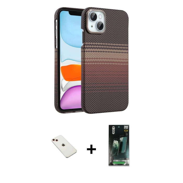 MARSİLYAN™- iPhone 14 Kılıf Doruk Serisi - Şeffaf 360 Full Body Arka Koruyucu + Diamond Kamera Lens - KI