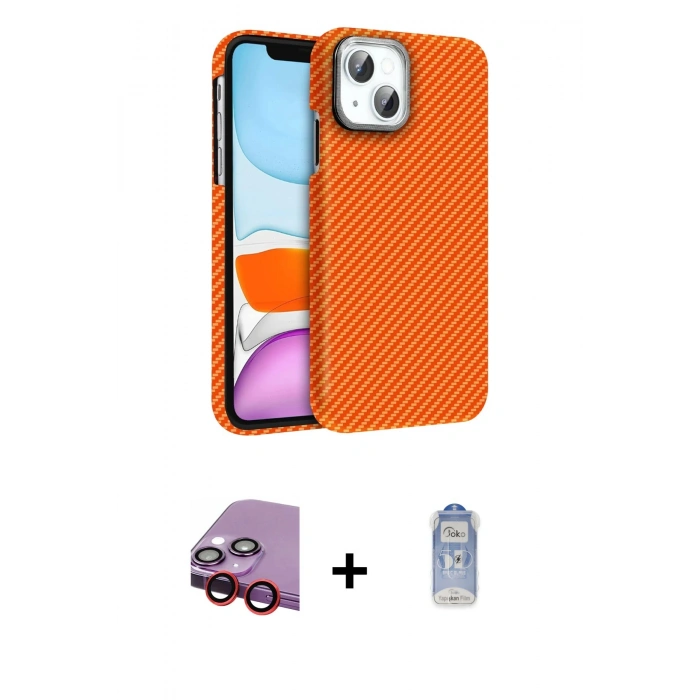 MARSİLYAN™- iPhone 14 Kılıf Doruk Serisi - Siyah Joko Magic 5D Cam + Raze Metal Kamera Lens - KI