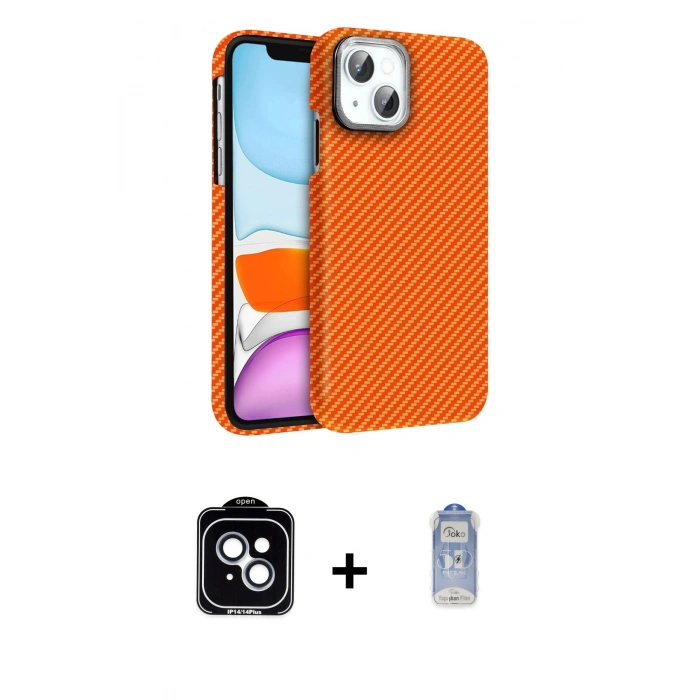 MARSİLYAN™- iPhone 14 Kılıf Doruk Serisi - Siyah Joko Magic 5D Cam + PVD Metal Kamera Lens - MI