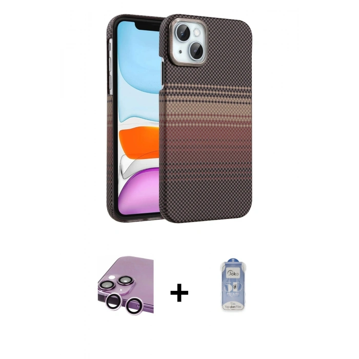 MARSİLYAN™- iPhone 14 Kılıf Doruk Serisi - Siyah Joko Magic 5D Cam + Raze Metal Kamera Lens - MR