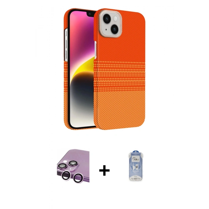 MARSİLYAN™- iPhone 14 Kılıf Doruk Serisi - Siyah Joko Magic 5D Cam + Raze Metal Kamera Lens - MR
