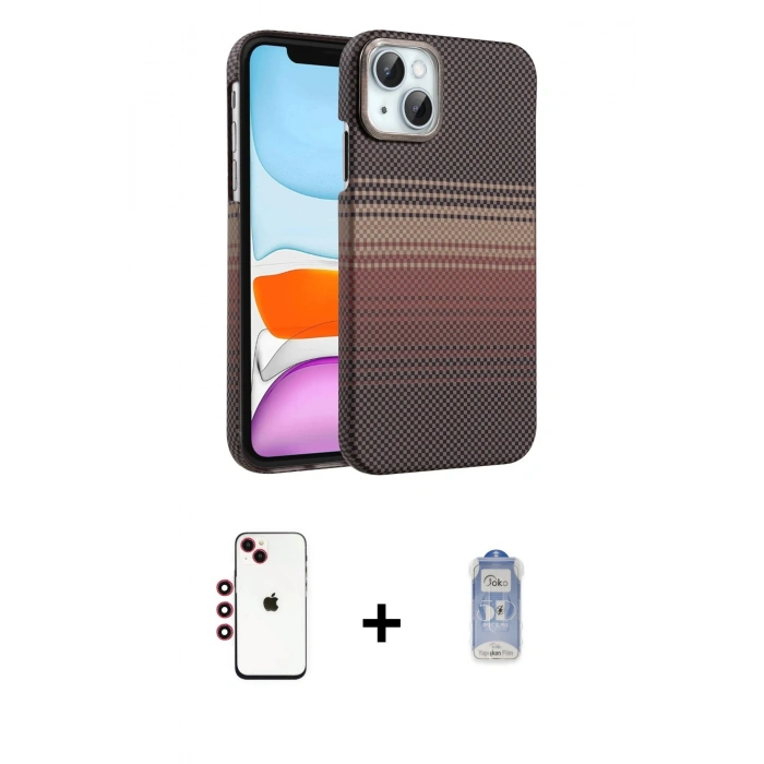 MARSİLYAN™- iPhone 14 Kılıf Doruk Serisi - Siyah Joko Magic 5D Cam + Shine Kamera Lens - KI
