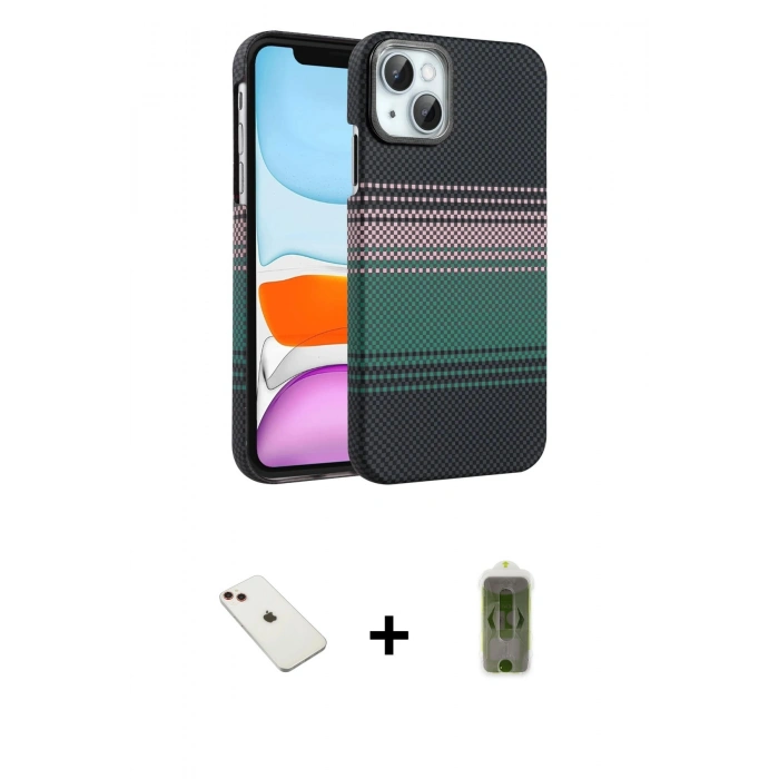 MARSİLYAN™- iPhone 14 Kılıf Doruk Serisi - Siyah Joko Magic 5D Hayalet Cam + Diamond Kamera Lens - KI