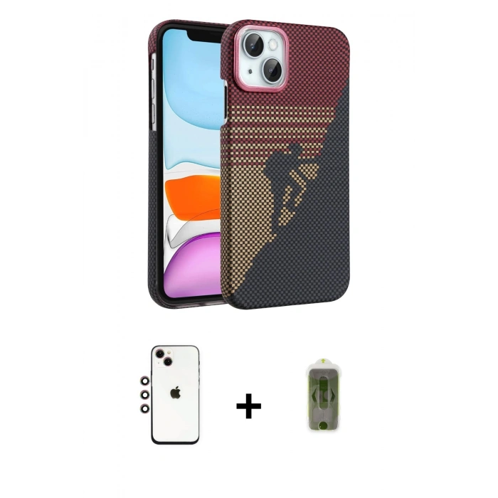 MARSİLYAN™- iPhone 14 Kılıf Doruk Serisi - Siyah Joko Magic 5D Hayalet Cam + Shine Kamera Lens - GI