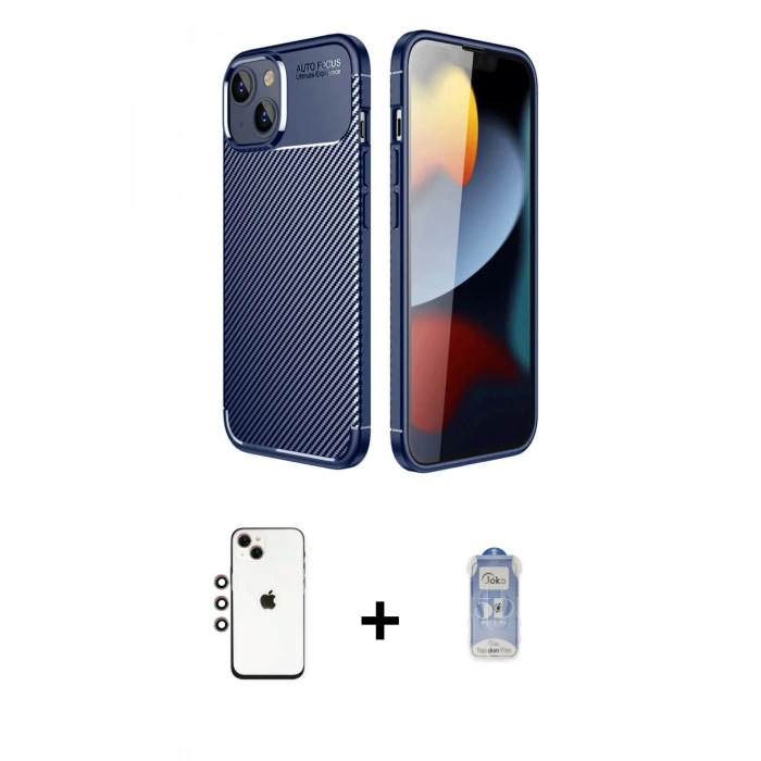 MARSİLYAN™- iPhone 14 Kılıf Eksen Form Prime - Siyah Joko Magic 5D Cam + Shine Kamera Lens - GI