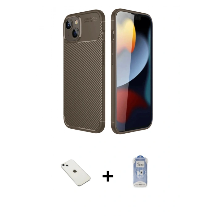 MARSİLYAN™- iPhone 14 Kılıf Eksen Form Prime - Siyah Joko Magic 5D Cam + Diamond Kamera Lens - SABE