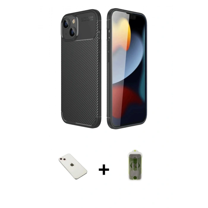 MARSİLYAN™- iPhone 14 Kılıf Eksen Form Prime - Siyah Joko Magic 5D Hayalet Cam + Diamond Kamera Lens - PE