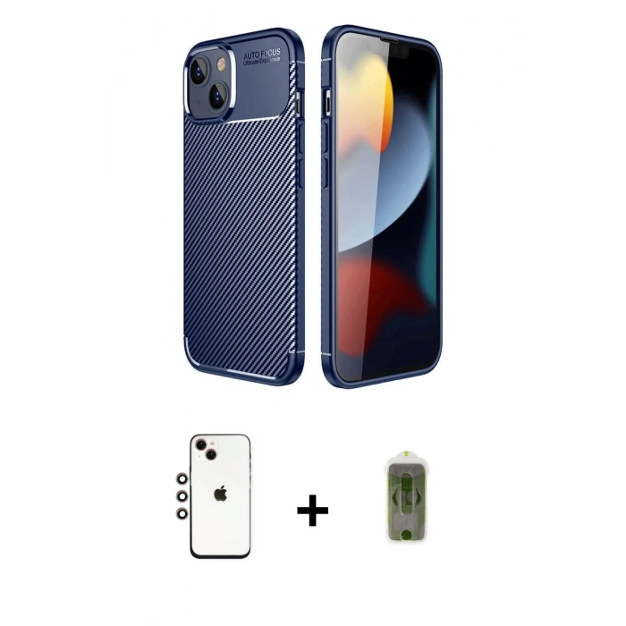 MARSİLYAN™- iPhone 14 Kılıf Eksen Form Prime - Siyah Joko Magic 5D Hayalet Cam + Shine Kamera Lens - GI