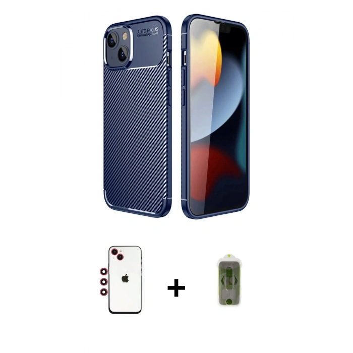 MARSİLYAN™- iPhone 14 Kılıf Eksen Form Prime - Siyah Joko Magic 5D Hayalet Cam + Shine Kamera Lens - KI