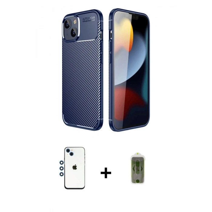 MARSİLYAN™- iPhone 14 Kılıf Eksen Form Prime - Siyah Joko Magic 5D Hayalet Cam + Shine Kamera Lens - MI