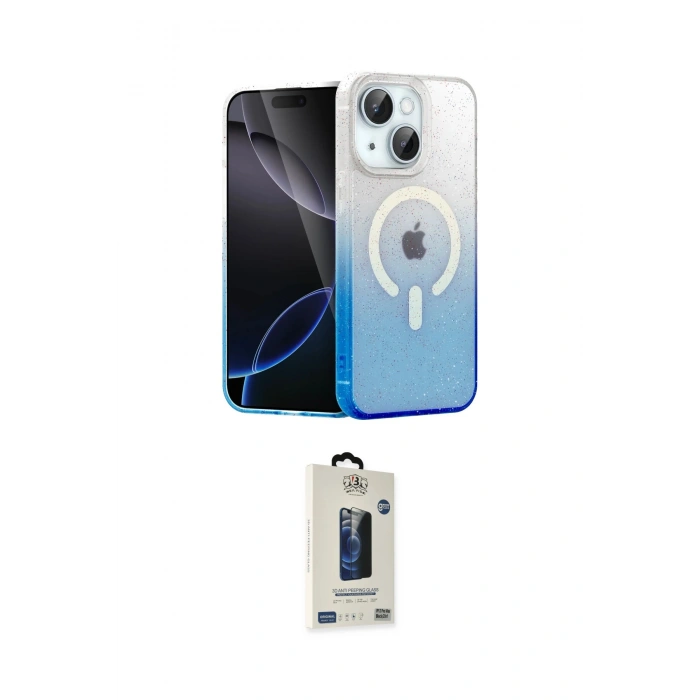 MARSİLYAN™- iPhone 14 Kılıf Eksen Minimal Özel Seri - Siyah Bilvis Hayalet Cam Ekran Koruyucu